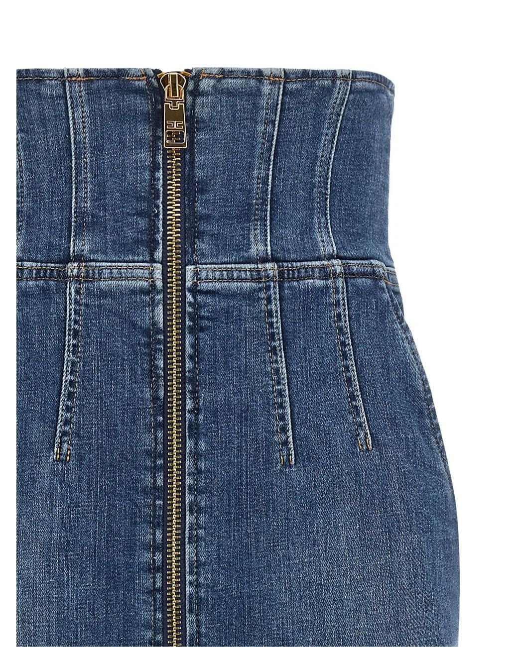 Elisabetta Franchi Blue Denim Skirt