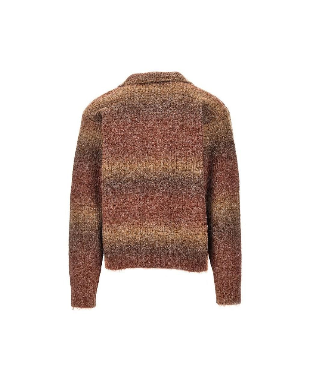 Obey Brown Anton Gradient Full-Zip Cardigan for men