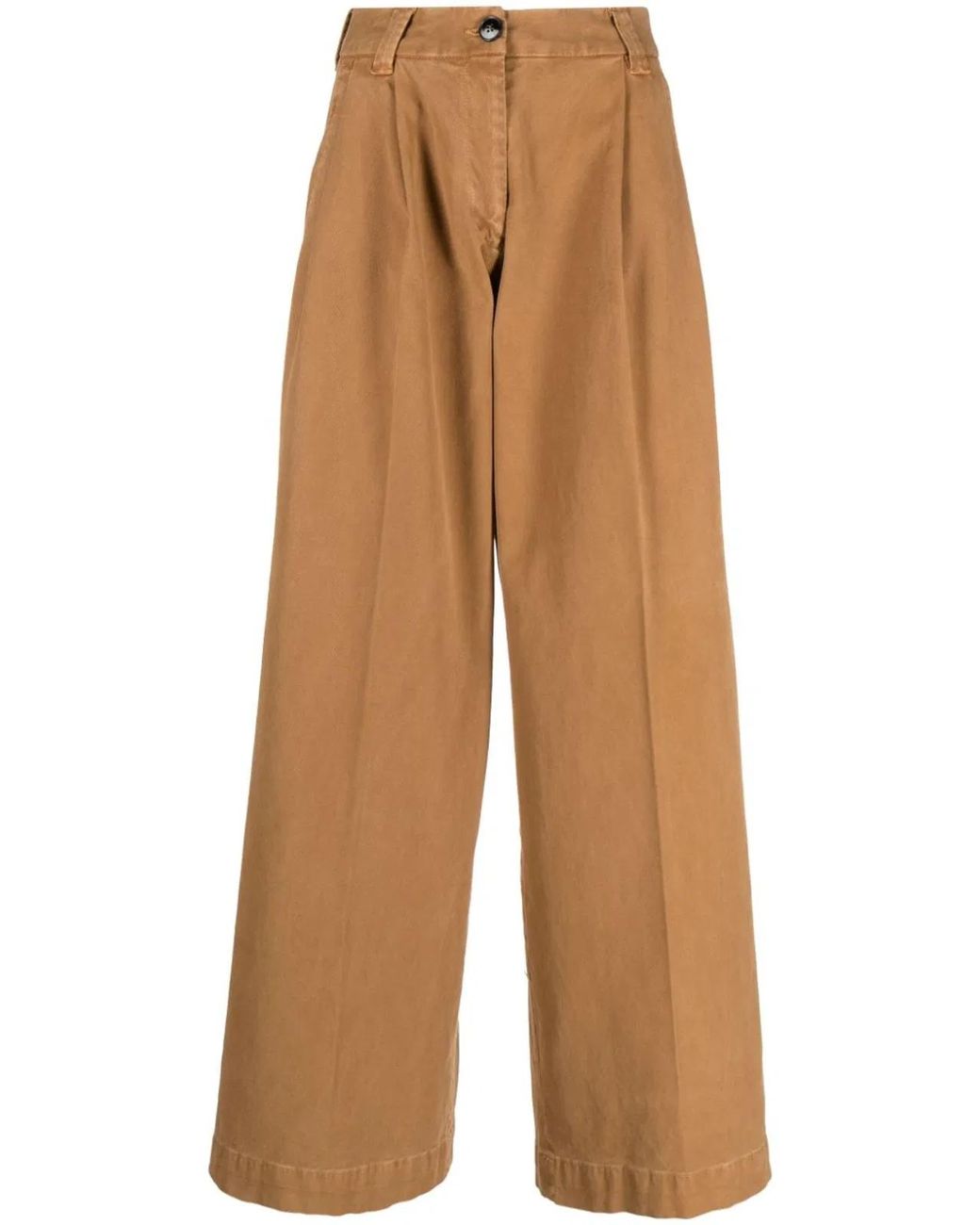 Gabriele Pasini Brown Wide Leg Cotton Trousers