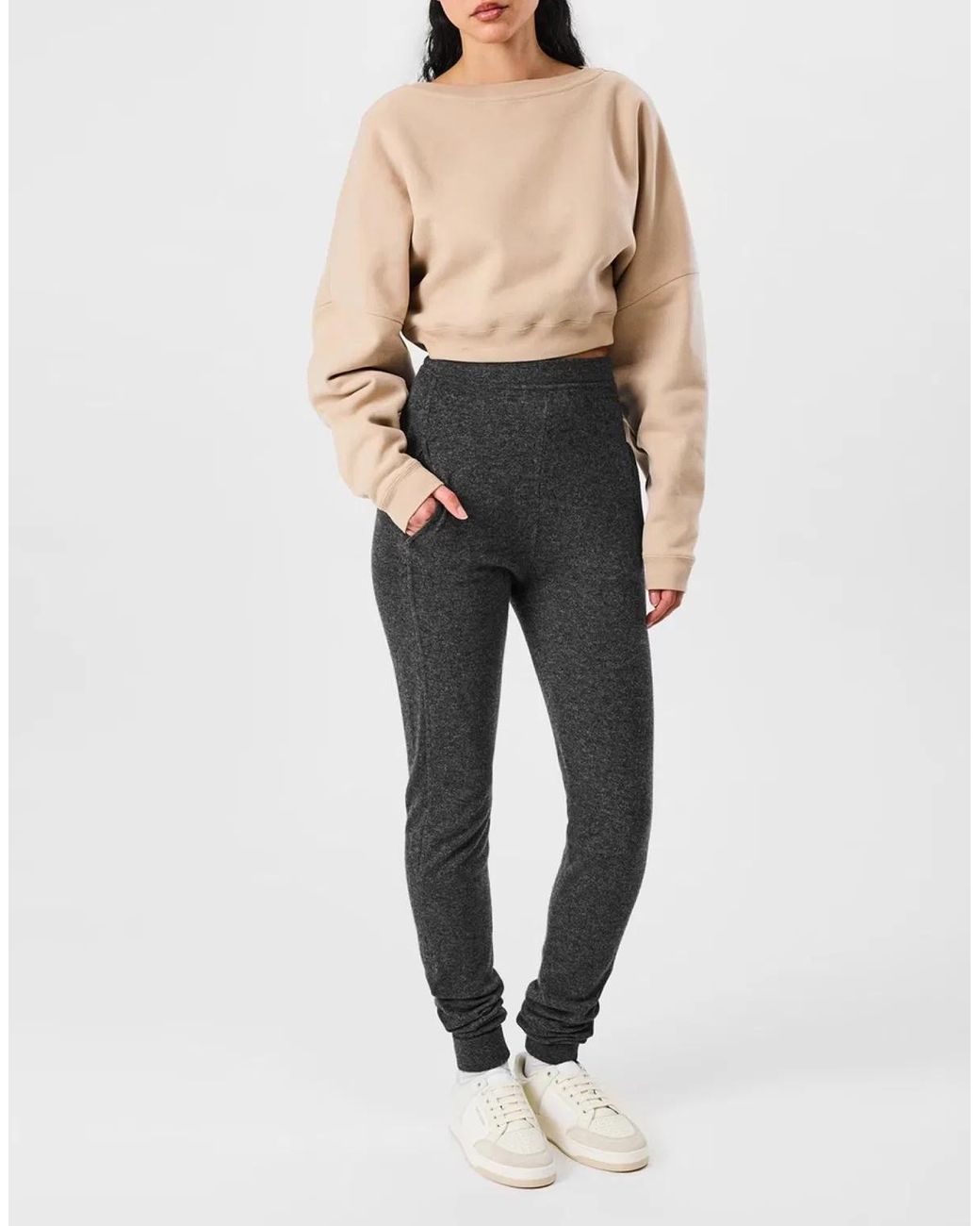 Saint Laurent Natural Logo Cropped Sweatshirt