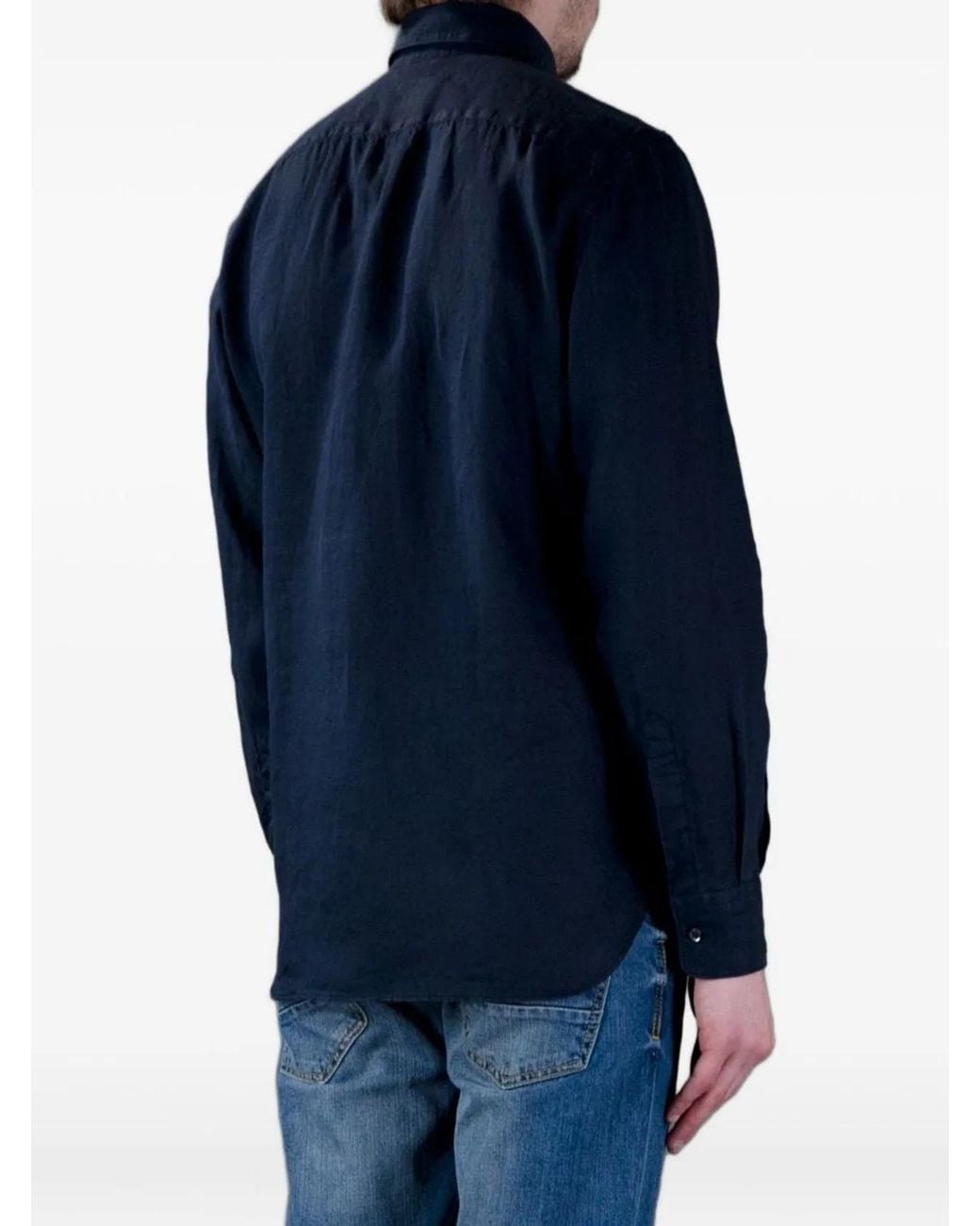 Aspesi Blue Linen Shirt for men