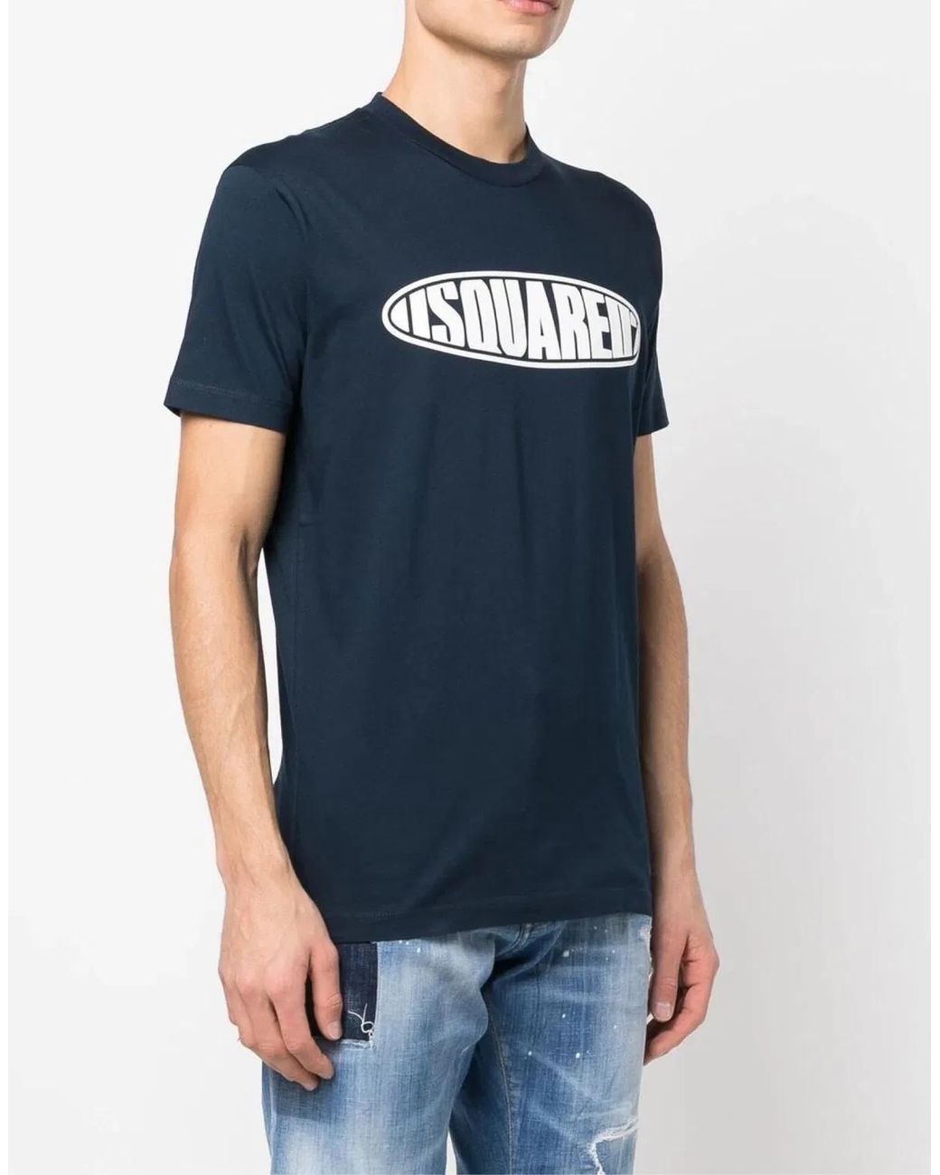 DSquared² Blue Surf Board Logo T-Shirt for men