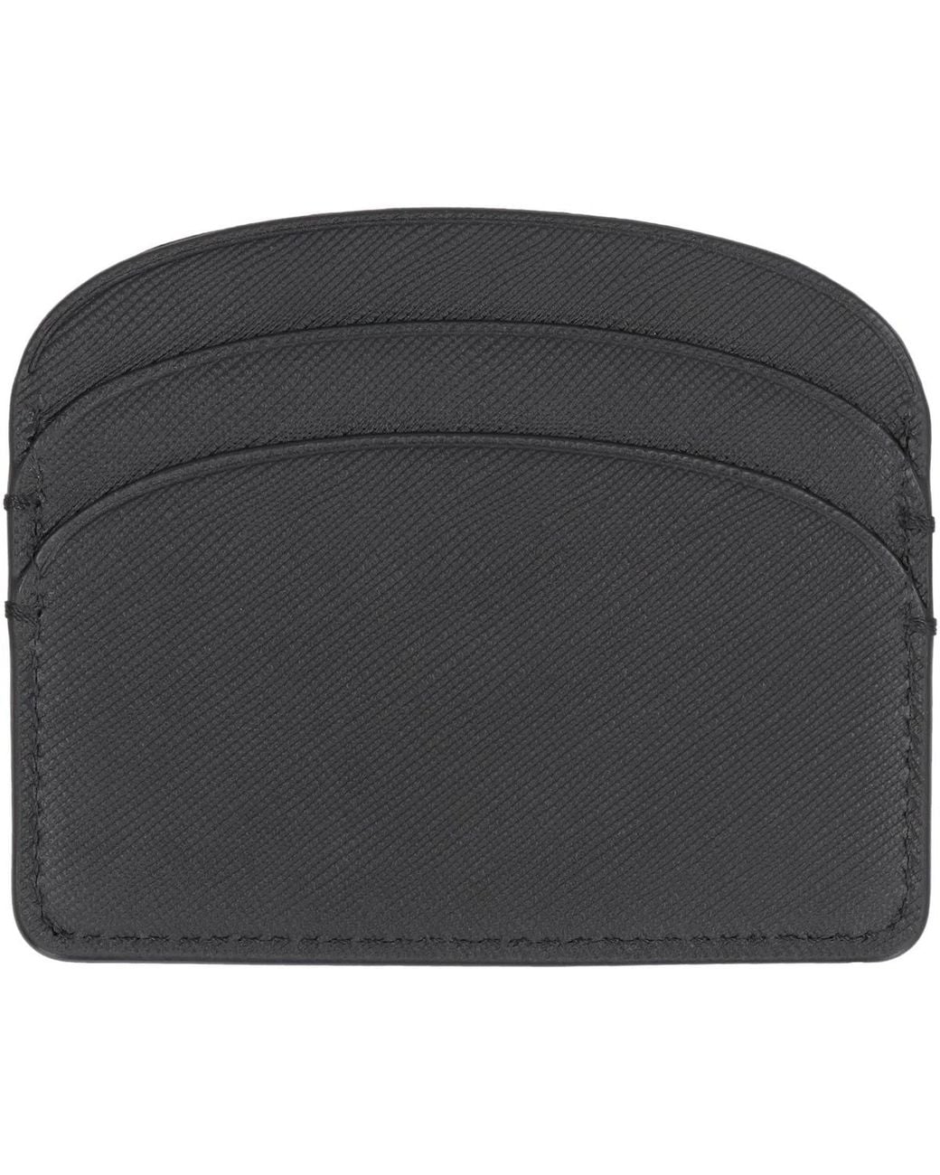 A.P.C. Black Leather Demi-Lune Card Holder