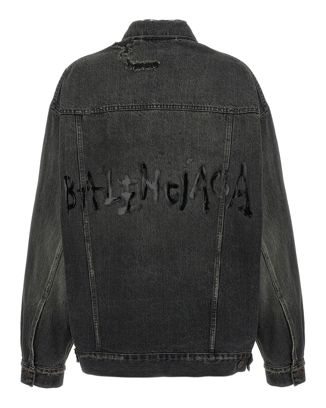 Balenciaga Black Denim Jacket With Used Effect