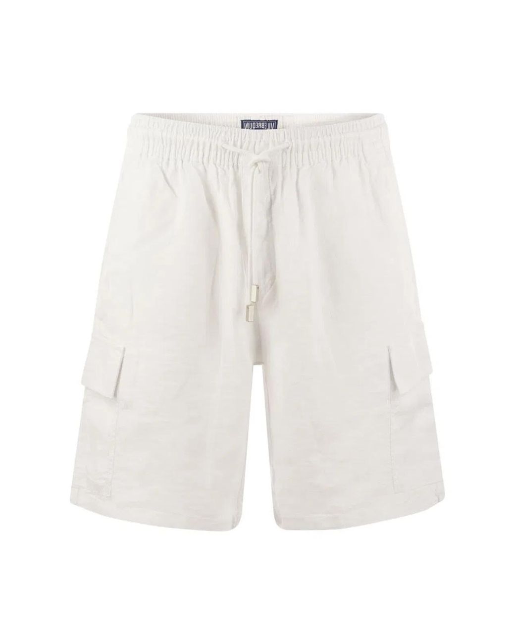 Vilebrequin White Linen Cargo Bermuda Shorts for men