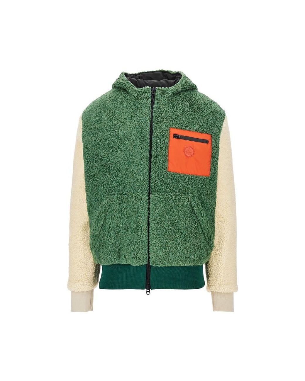 Mauna Kea Green Color Block Sherpa Blouson Jacket for men