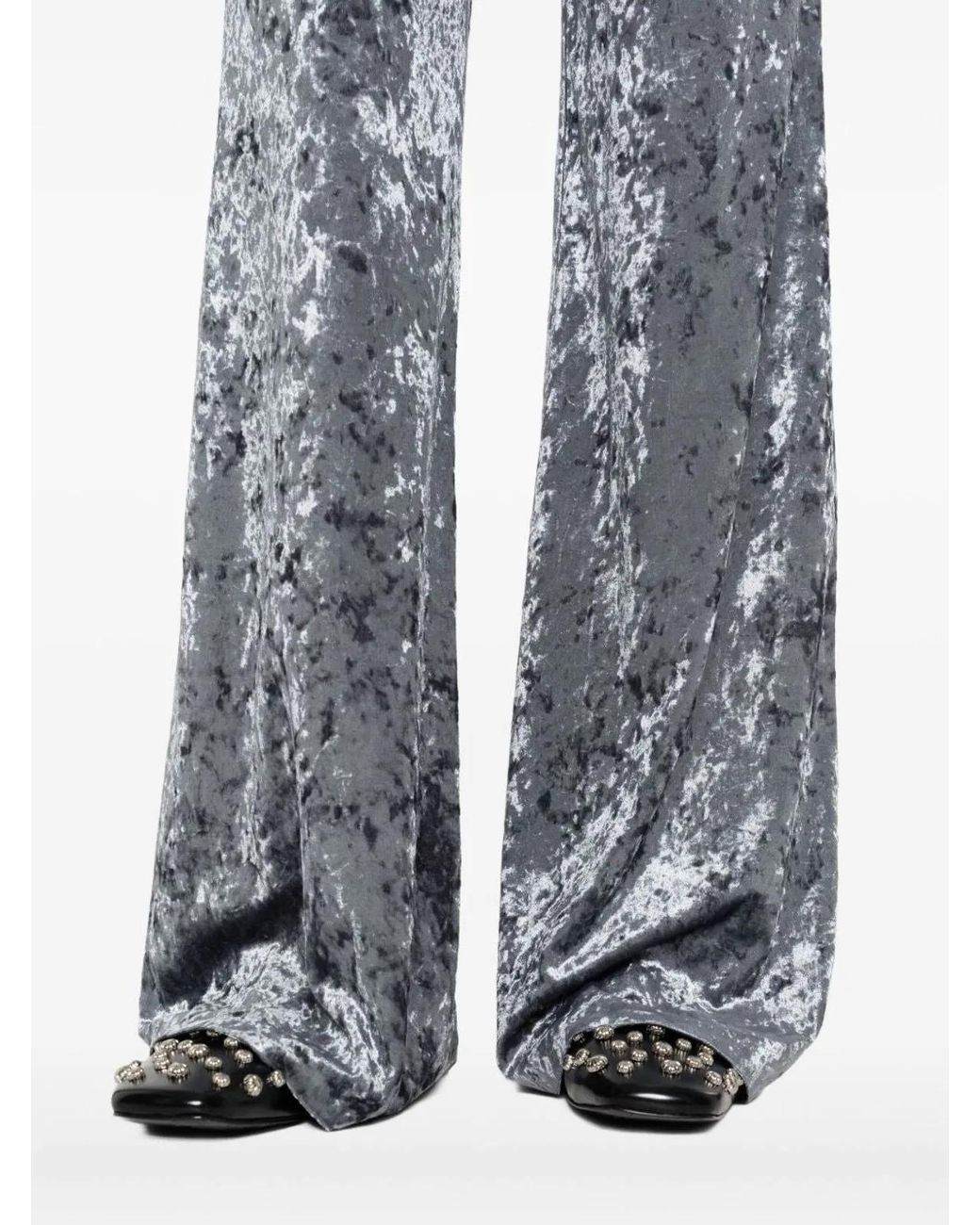 Forte_forte Gray Velvet High-Waisted Trousers