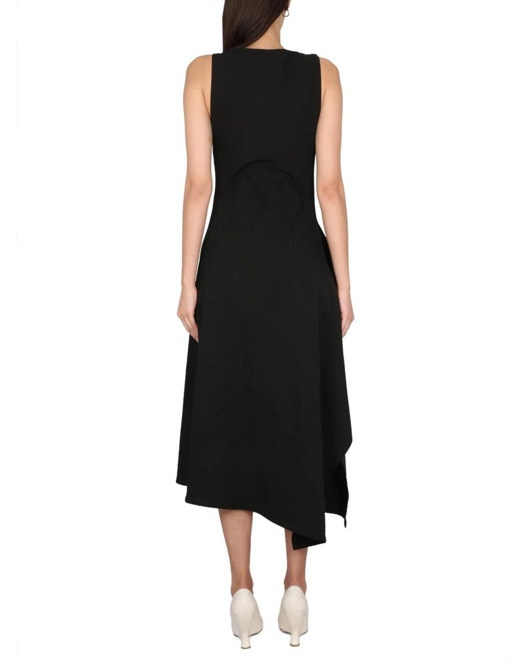Bottega Veneta Black Asymmetrical Midi Dress