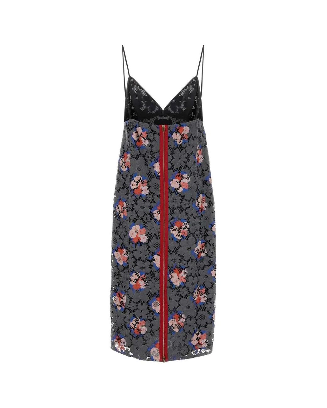 Fendi Gray Lace Dress With Print
