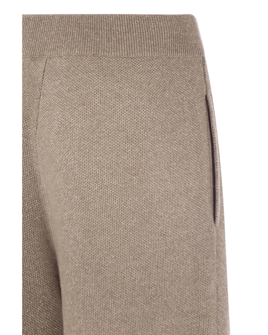 Brunello Cucinelli Gray English Rib Cashmere And Viscose Knit Trousers