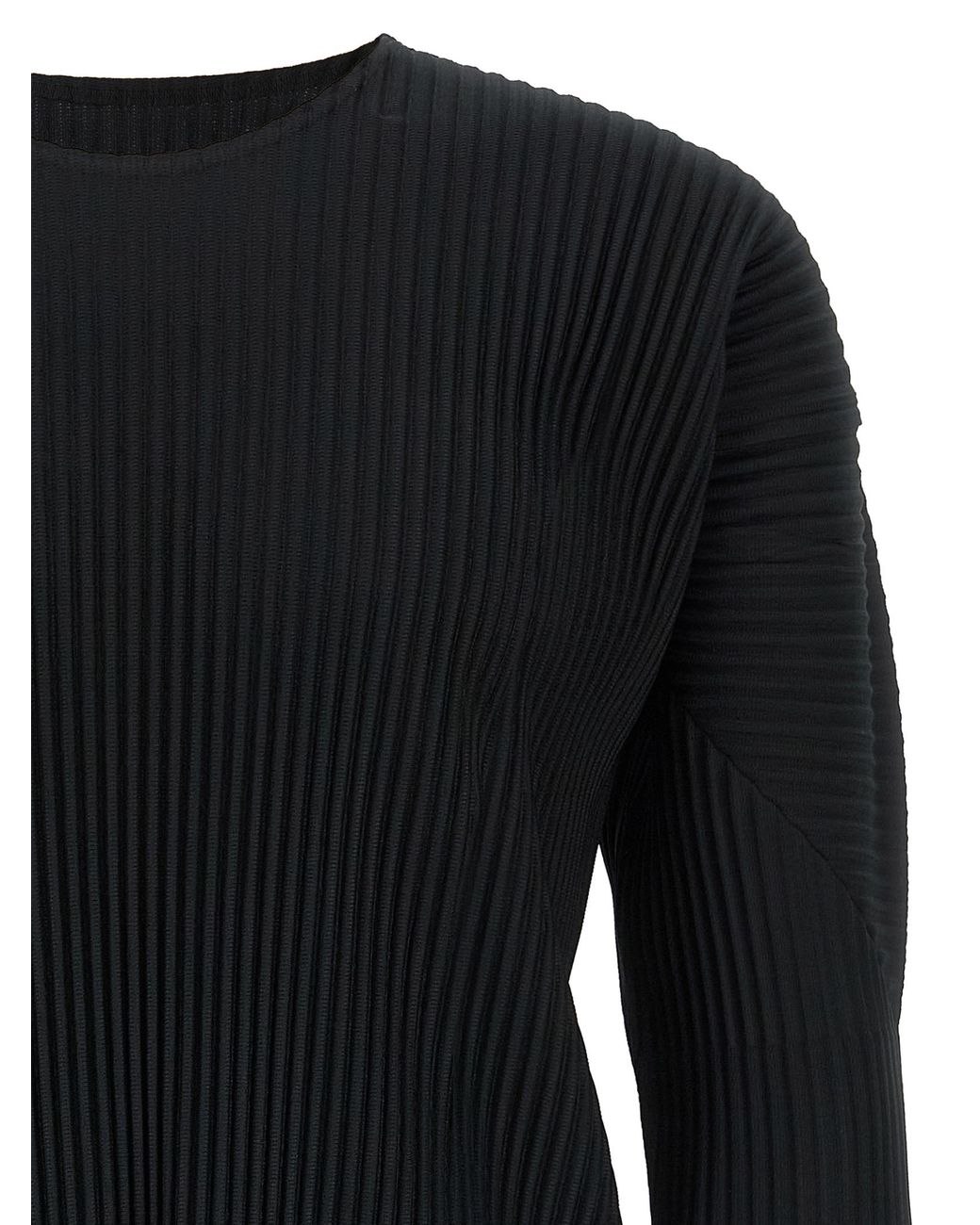 Homme Plissé Issey Miyake Black Crew Neck T-Shirt for men