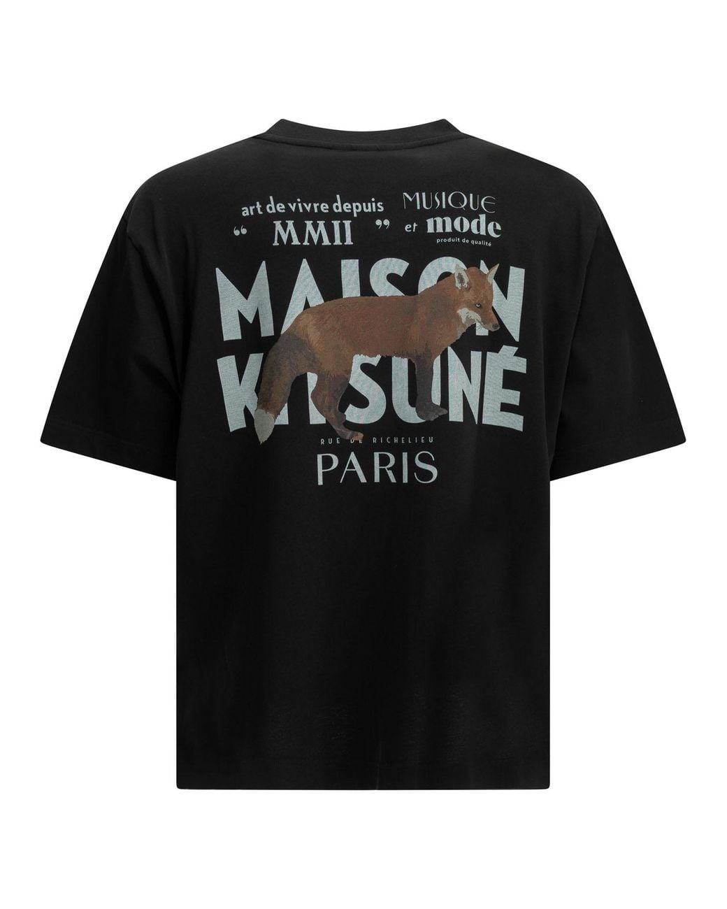Maison Kitsuné Black Maison Kitsuné "Mmii Profile Fox" Crew-Neck T-Shirt for men