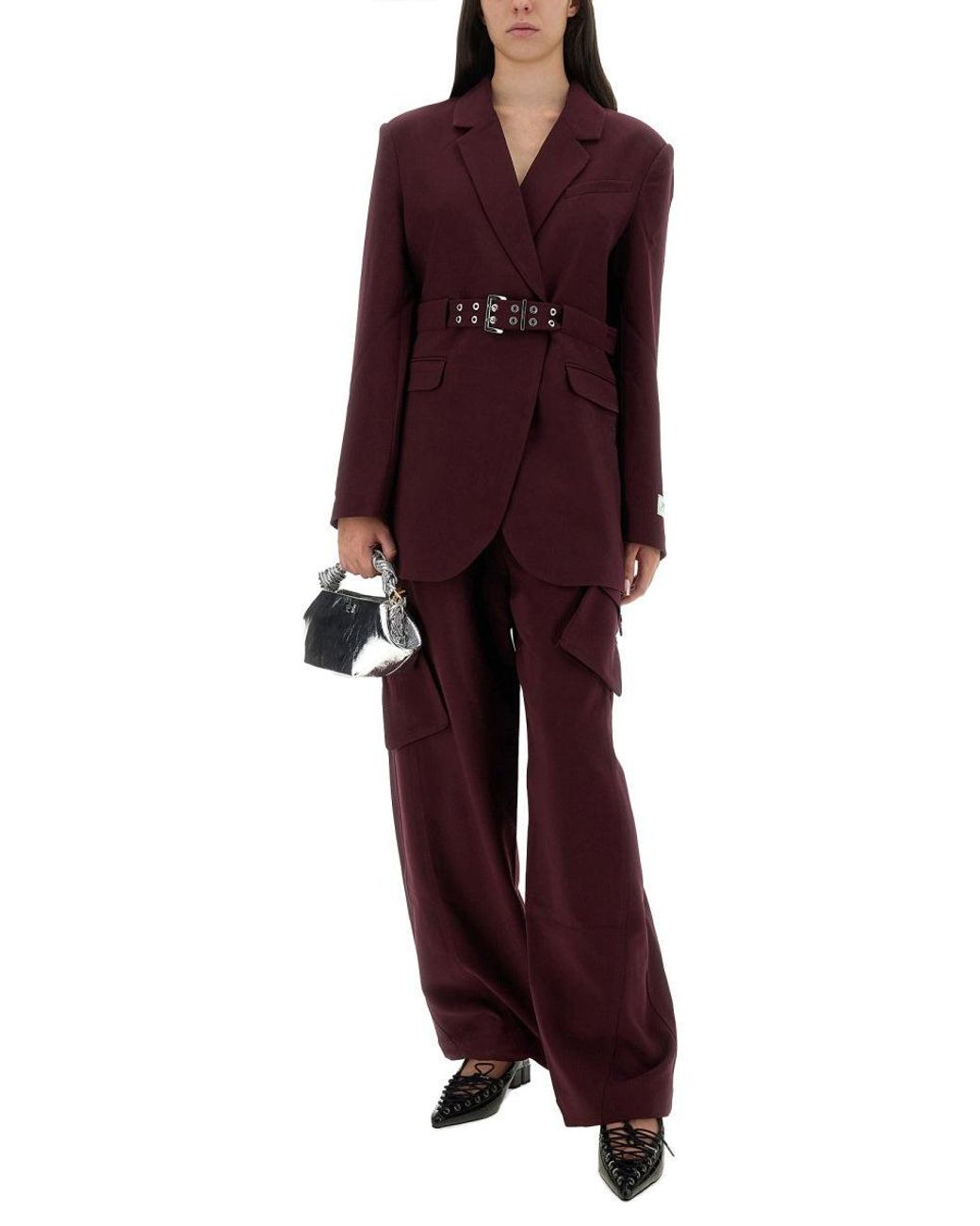 Ganni Red Blazer With Belt