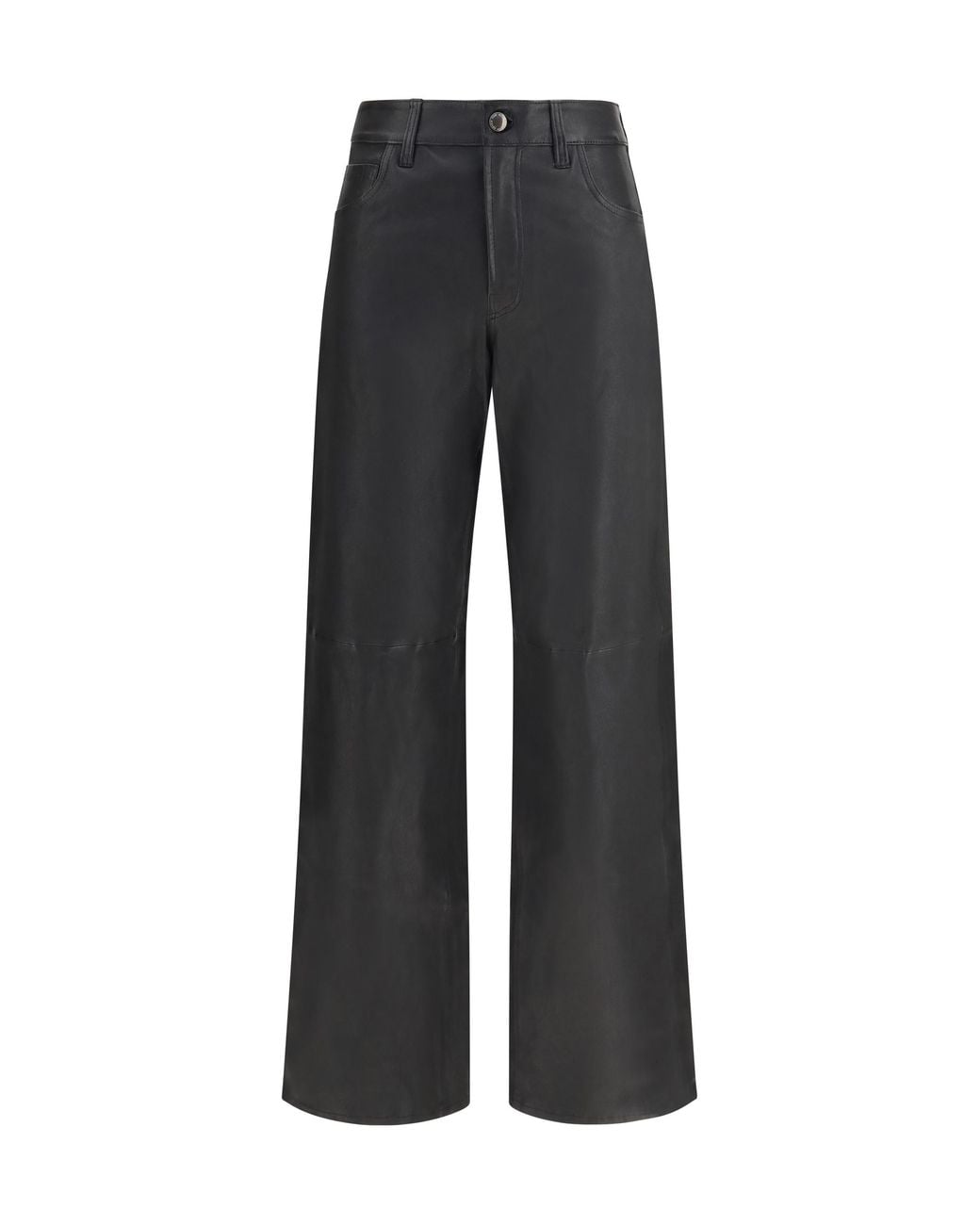 7 For All Mankind Black Straight-Leg Leather Pants for men