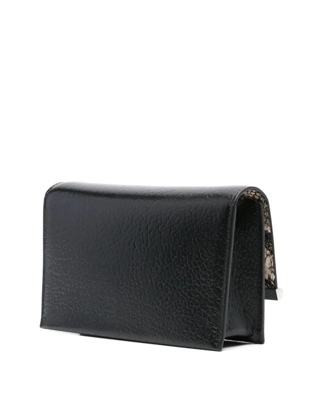 McQueen Black Leather Mini Cross-Bar Clutch