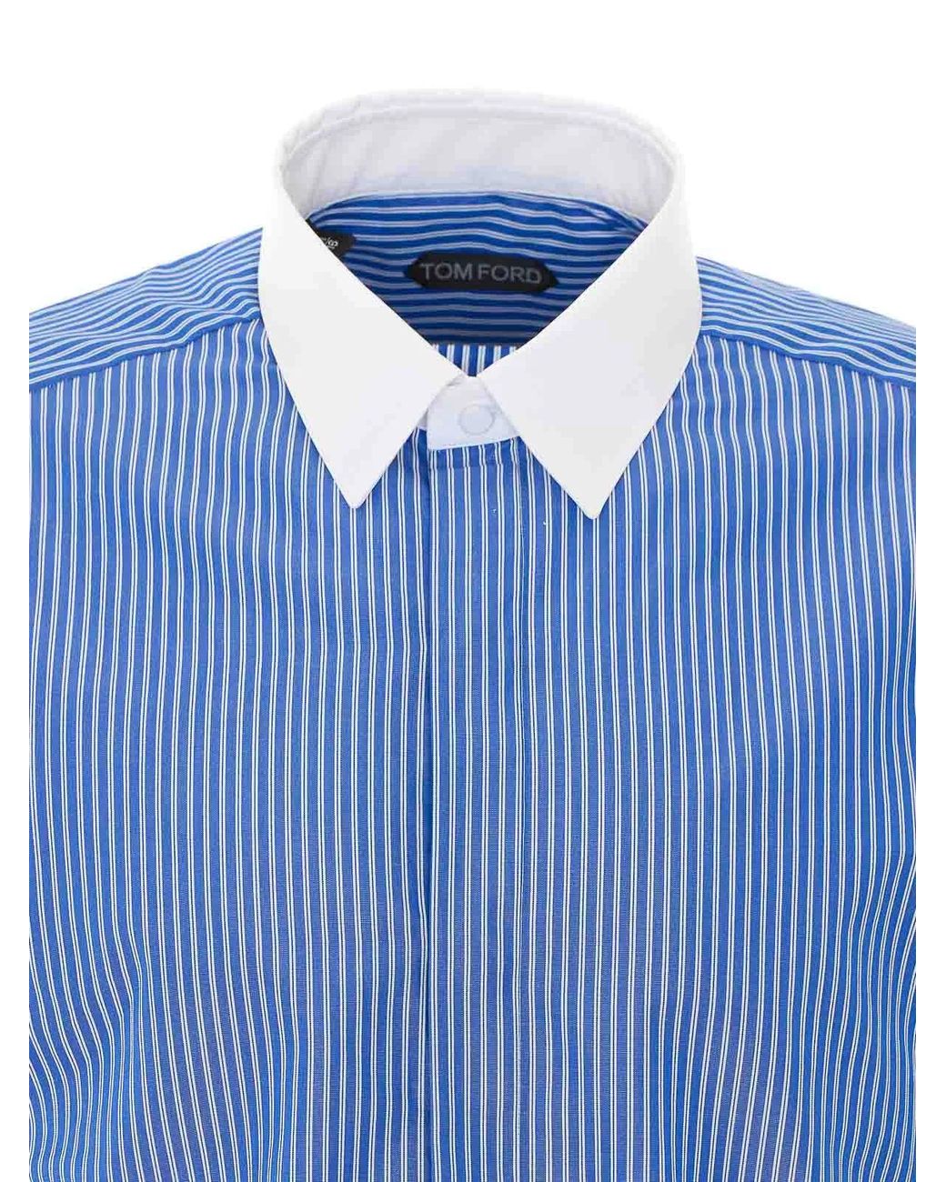Tom Ford Blue Track Contrast Shirt for men