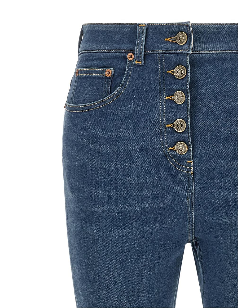Valentino Garavani Blue Lamb Fur High-Waisted Jean