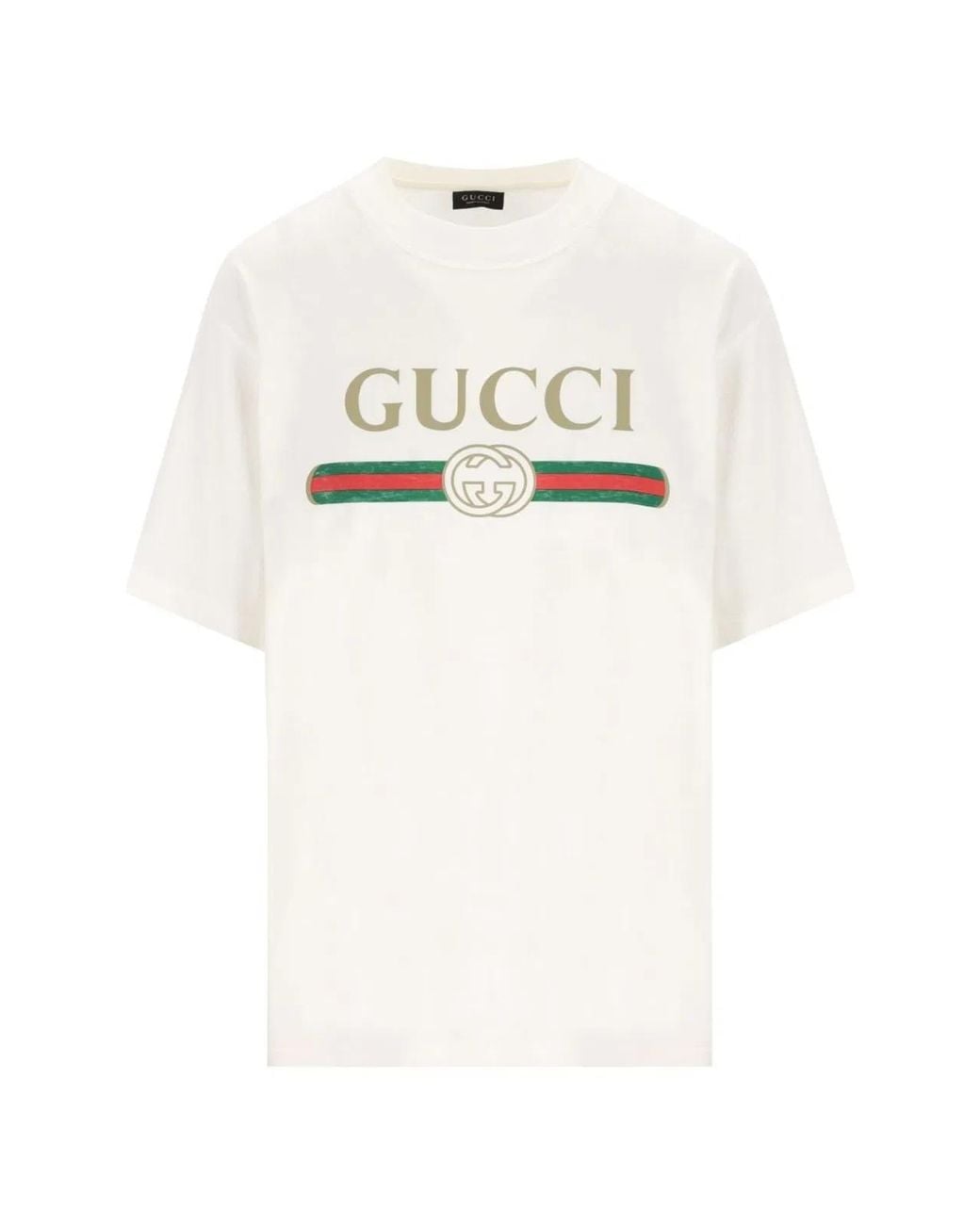 Gucci White Cotton Jersey And Silk T-Shirt