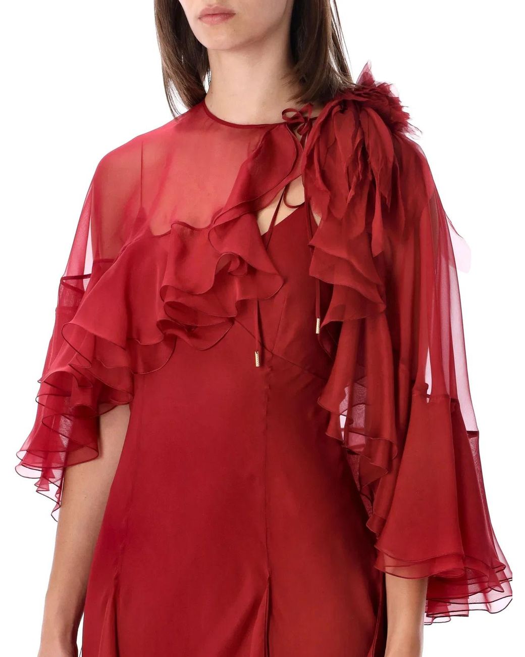 Alberta Ferretti Red Alberta Ferretti Silk Chiffon Gown