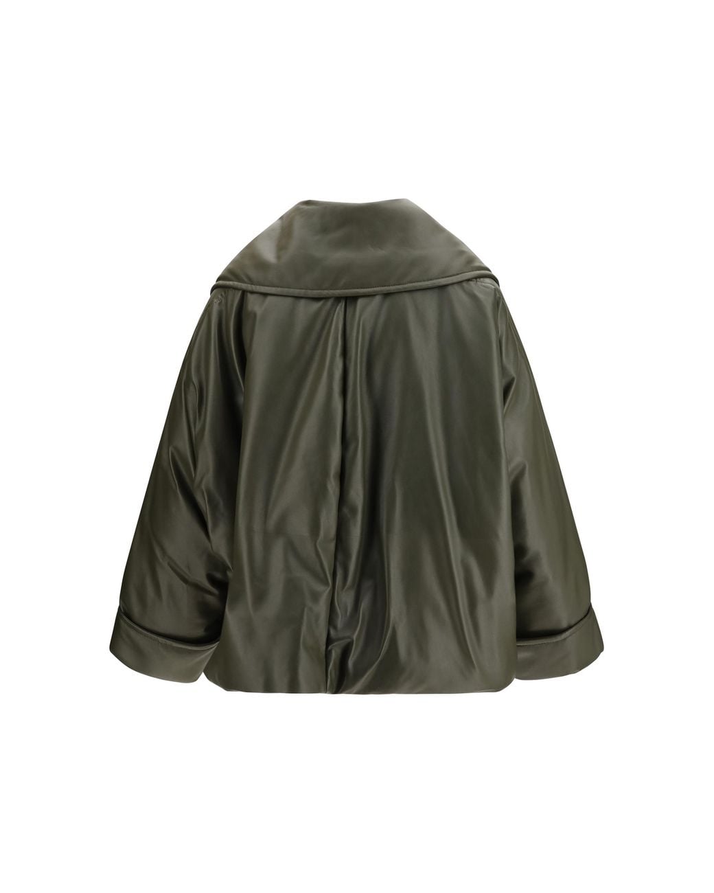 Bottega Veneta Green Glossy Leather Padded Jacket