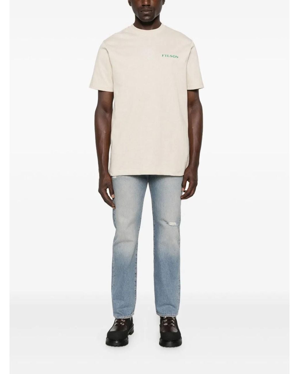 Filson White Printed Cotton T-Shirt for men