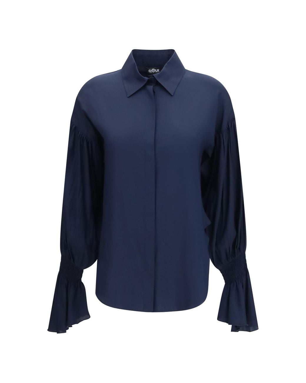 Adidas By Stella McCartney Blue Adidas By Stella Mccartney Silk-Blend Shirt With Bell Sleeves