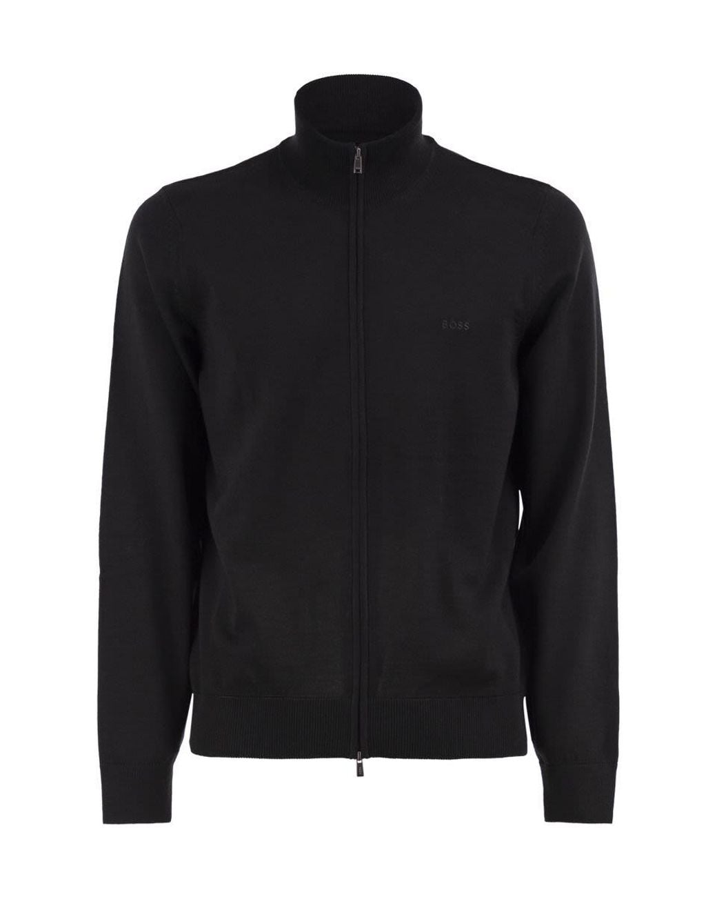 Boss Black Pure Virgin Wool Zip-Up Cardigan for men