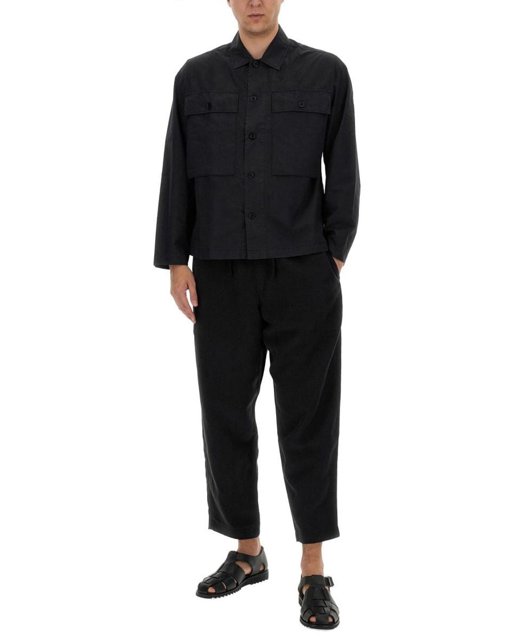 YMC Black Linen Blend Pants for men