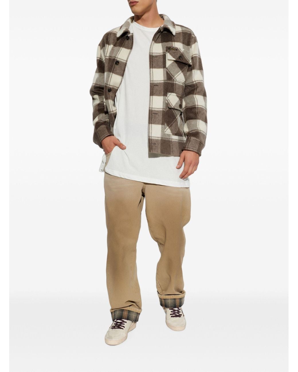 Golden Goose Deluxe Brand Brown Check-Pattern Mohair-Blend Jacket for men