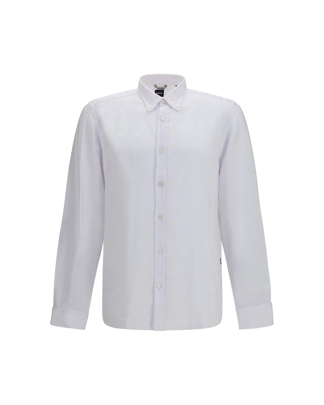 Boss White Regular-Fit Linen Shirt for men