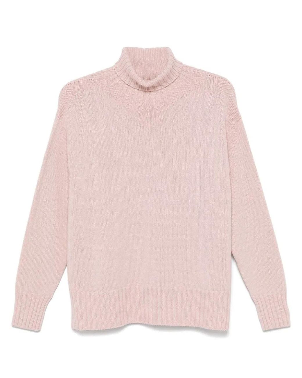 Drumohr Pink Long Sleeves Turtle Neck Oversized Sweater