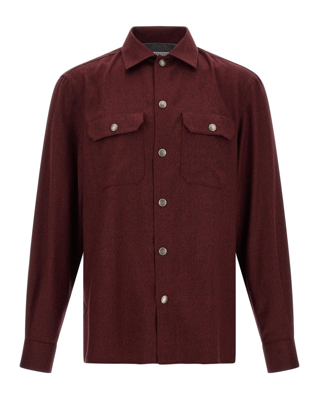 Brunello Cucinelli Red Flannel Overshirt for men