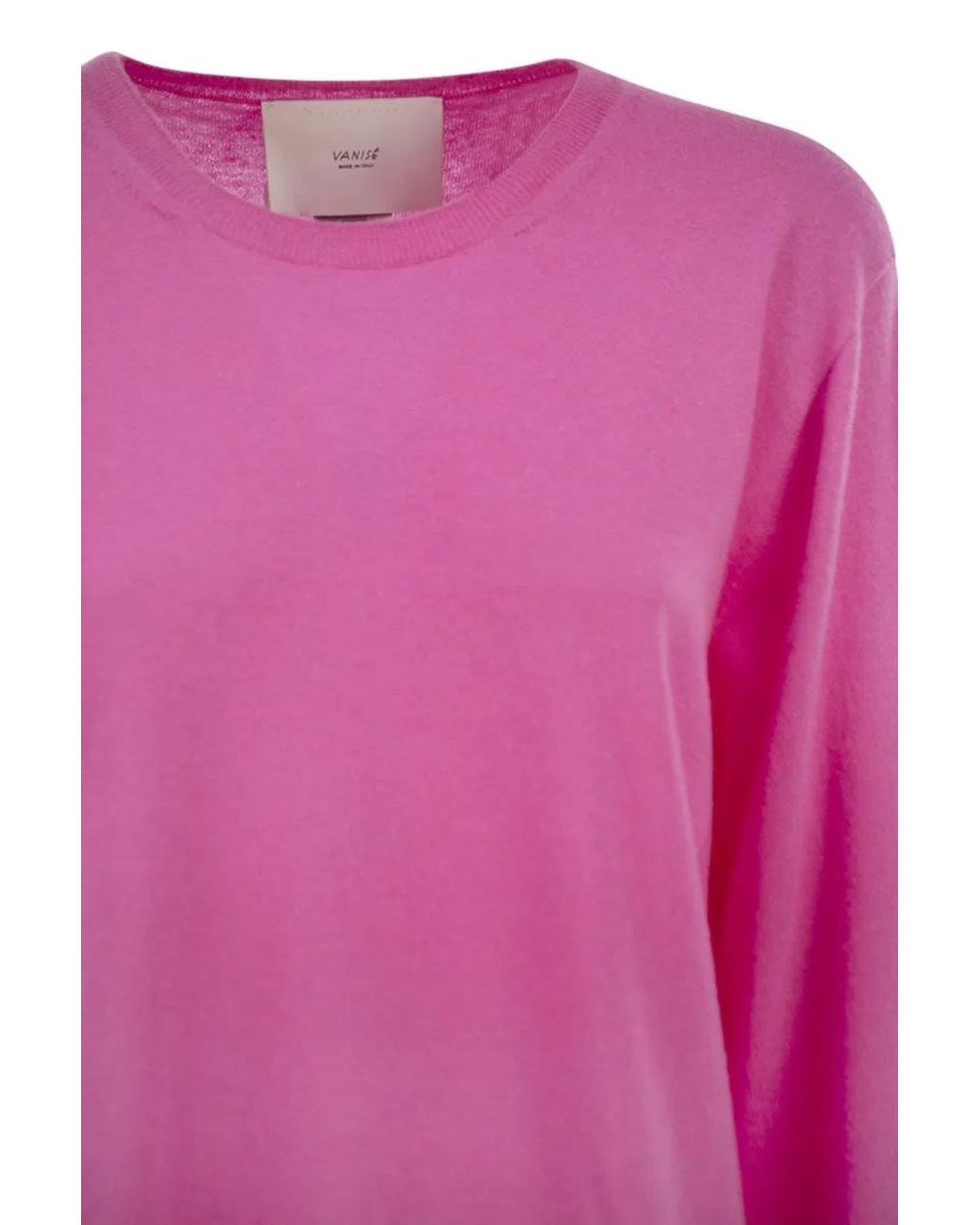 Vanisé Pink Cashmere Crew-Neck Jumper With Fluid Silhouette