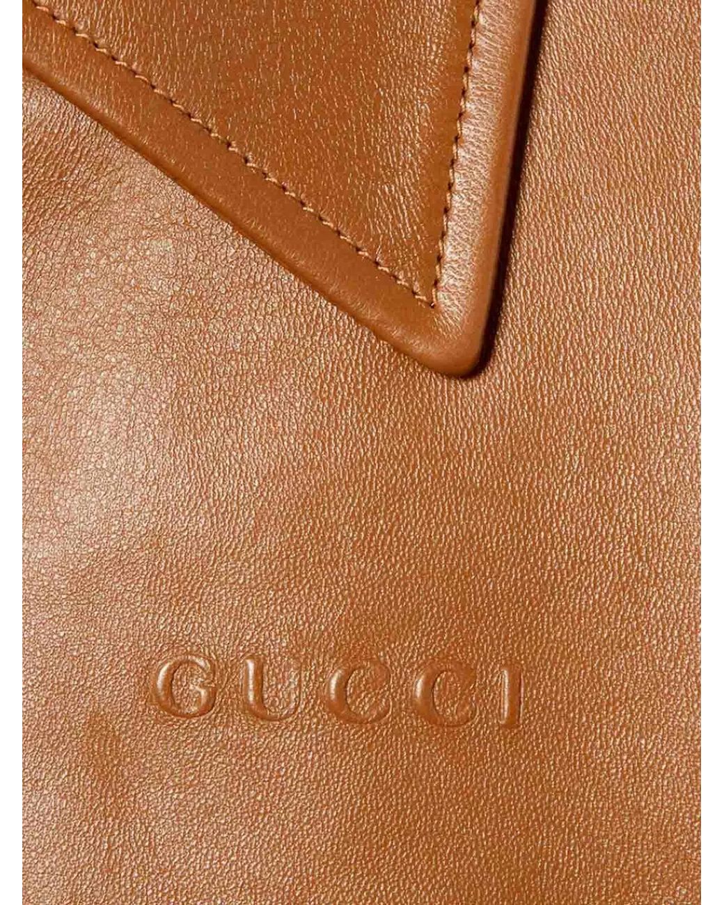 Gucci Brown Leather Bomber Jacket