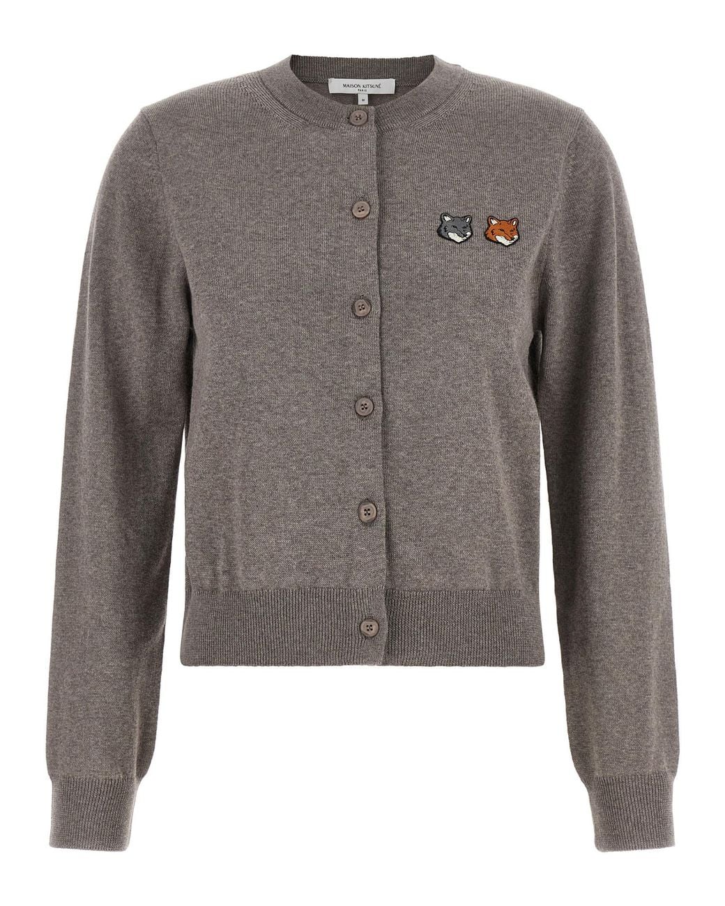 Maison Kitsuné Gray 'Double Fox Head' Cardigan