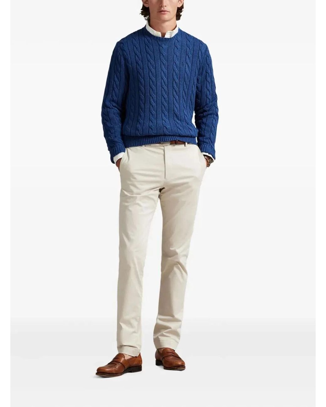Polo Ralph Lauren Blue Cable-Knit Cotton Jumper for men