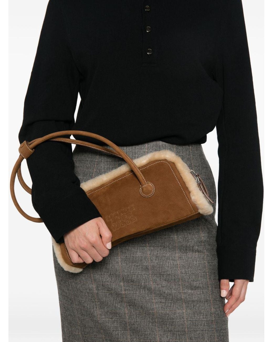 MARGE SHERWOOD Brown Leather Boston Bag