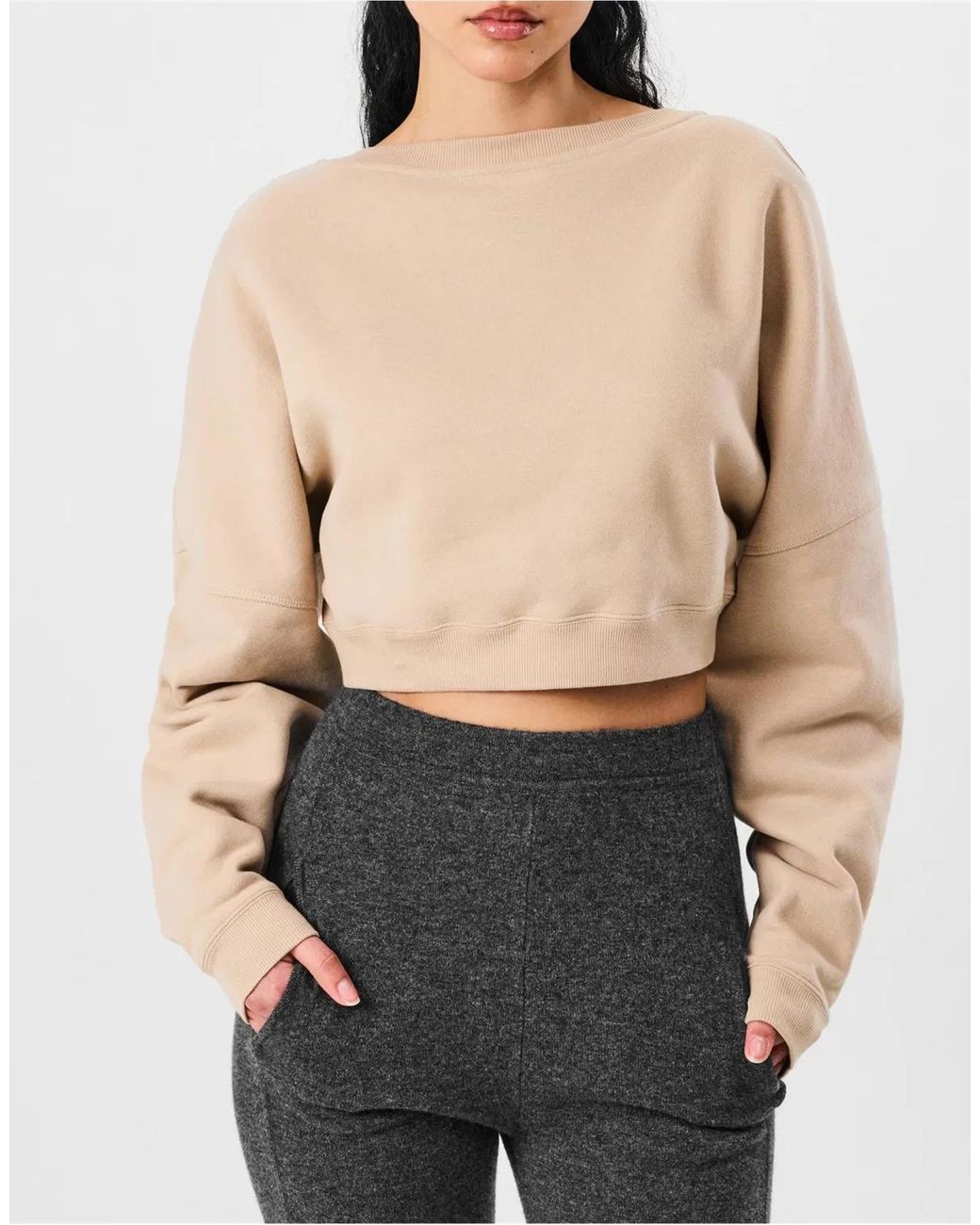 Saint Laurent Natural Logo Cropped Sweatshirt