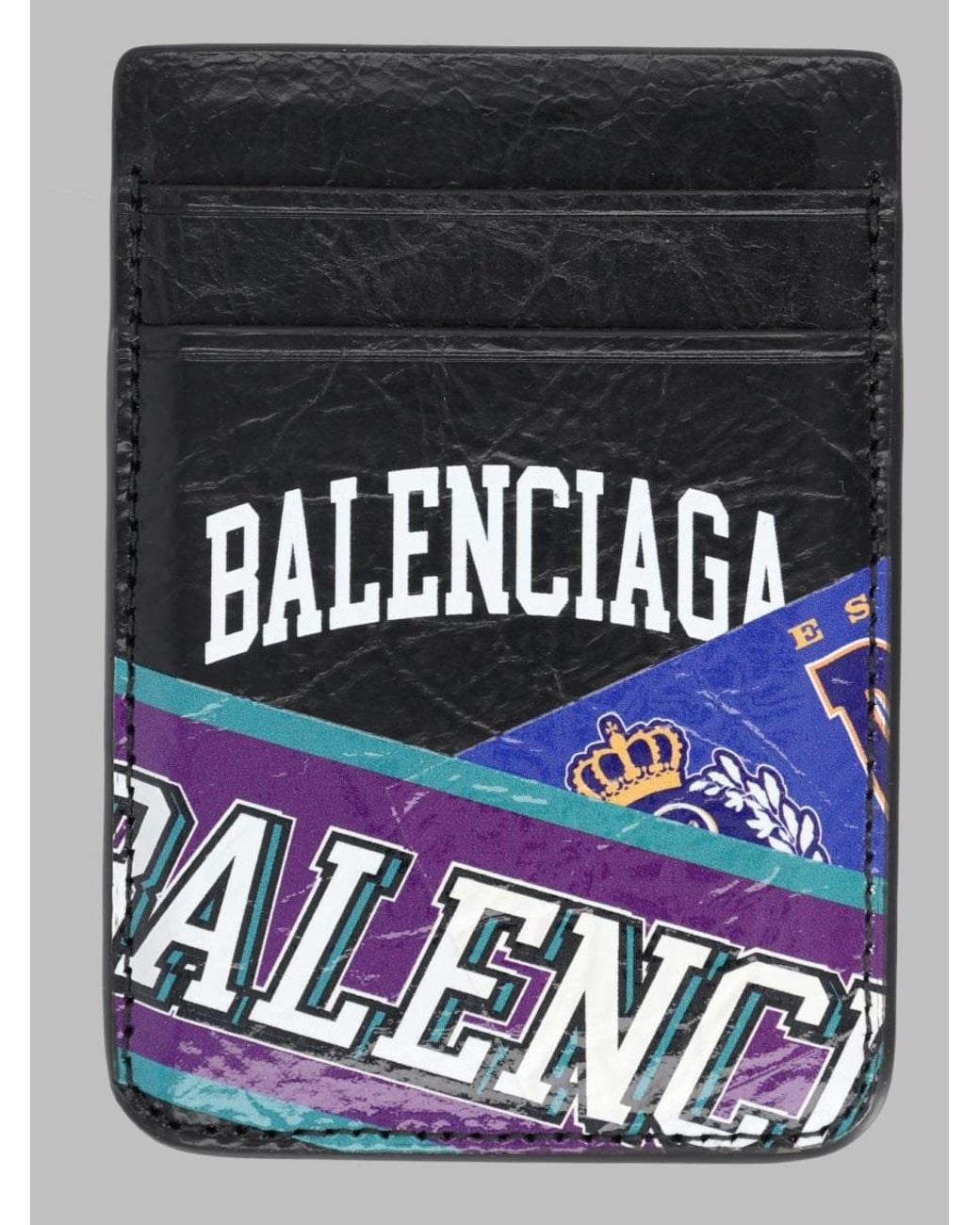 Balenciaga Black Portacarte Magnetico Con Stampa for men