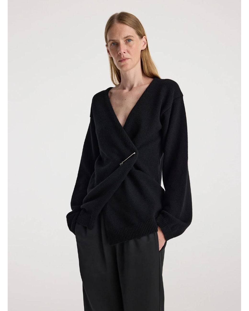 Rohe Black Cardigan Avvolgente Con Spalle Scoperte