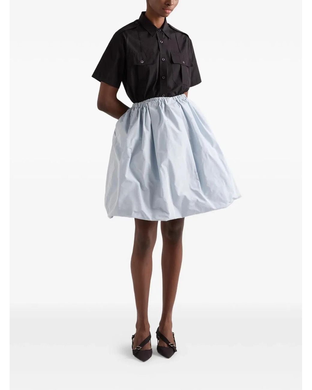 Prada Black Short-Sleeved Poplin Shirt