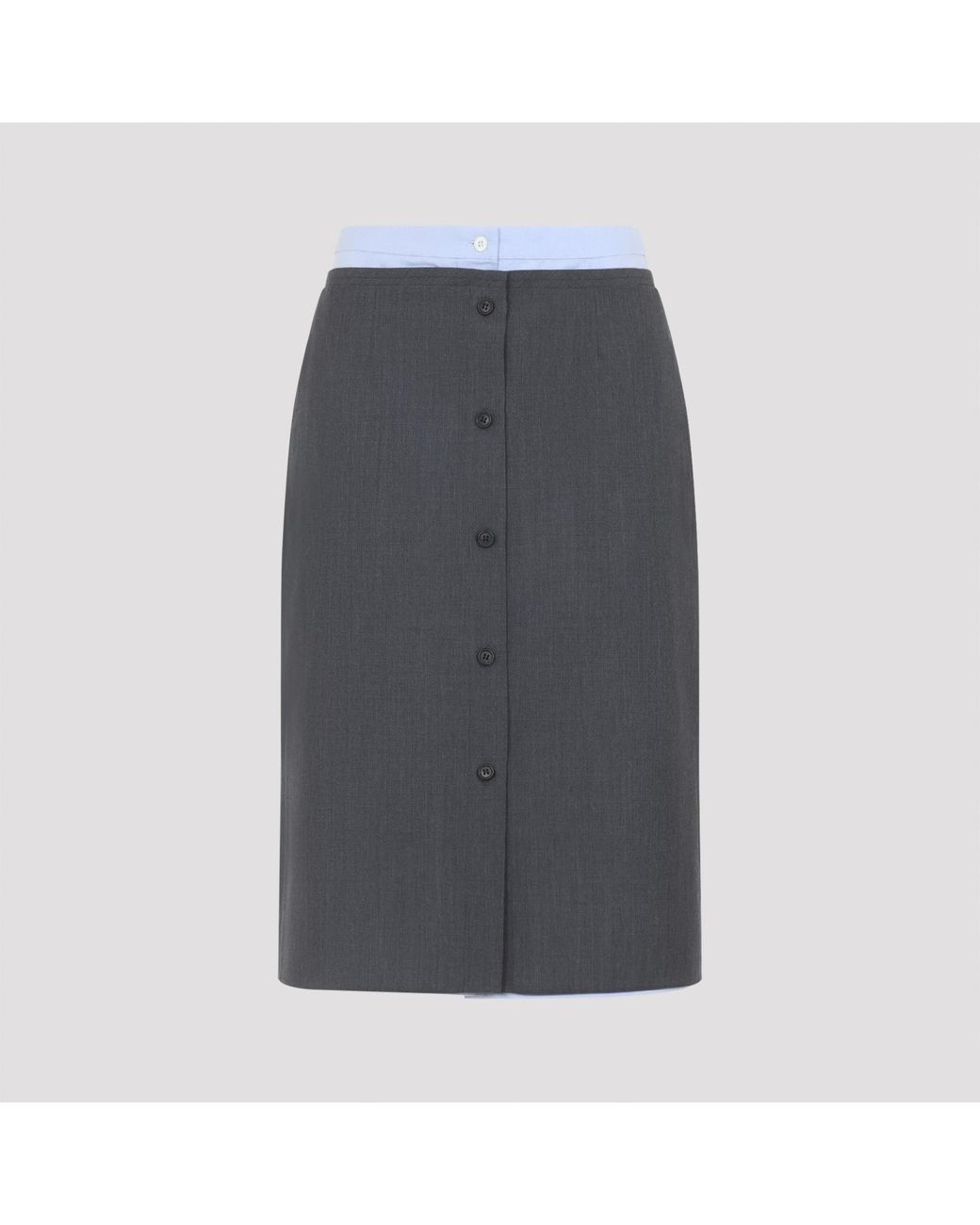 Prada Gray Ardesia Wool And Cotton Skirt
