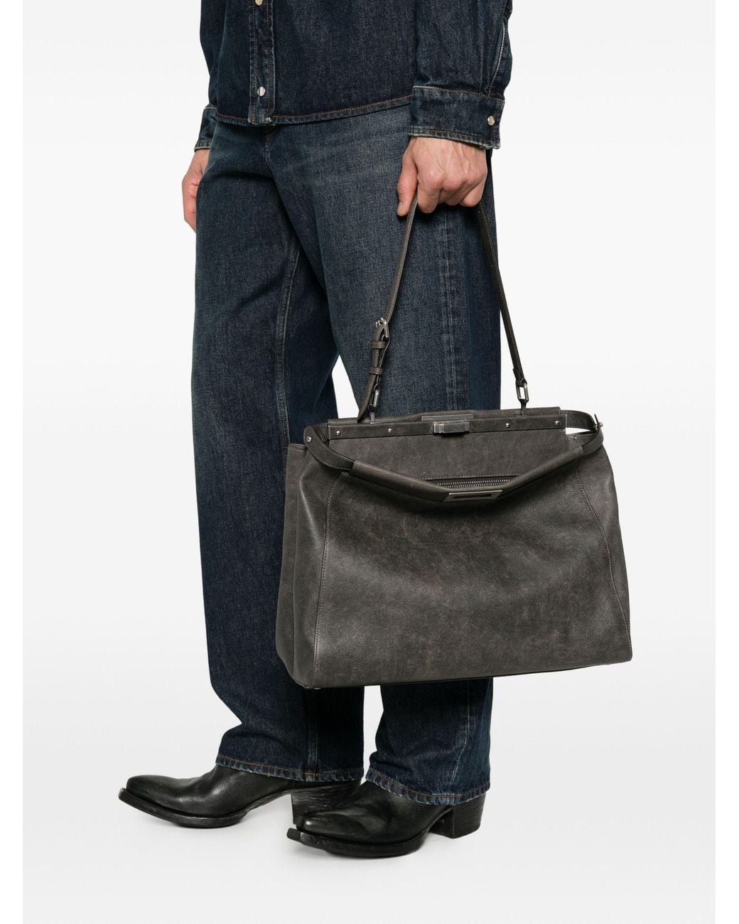 Fendi Black Large Peekaboo Tote Bag for men