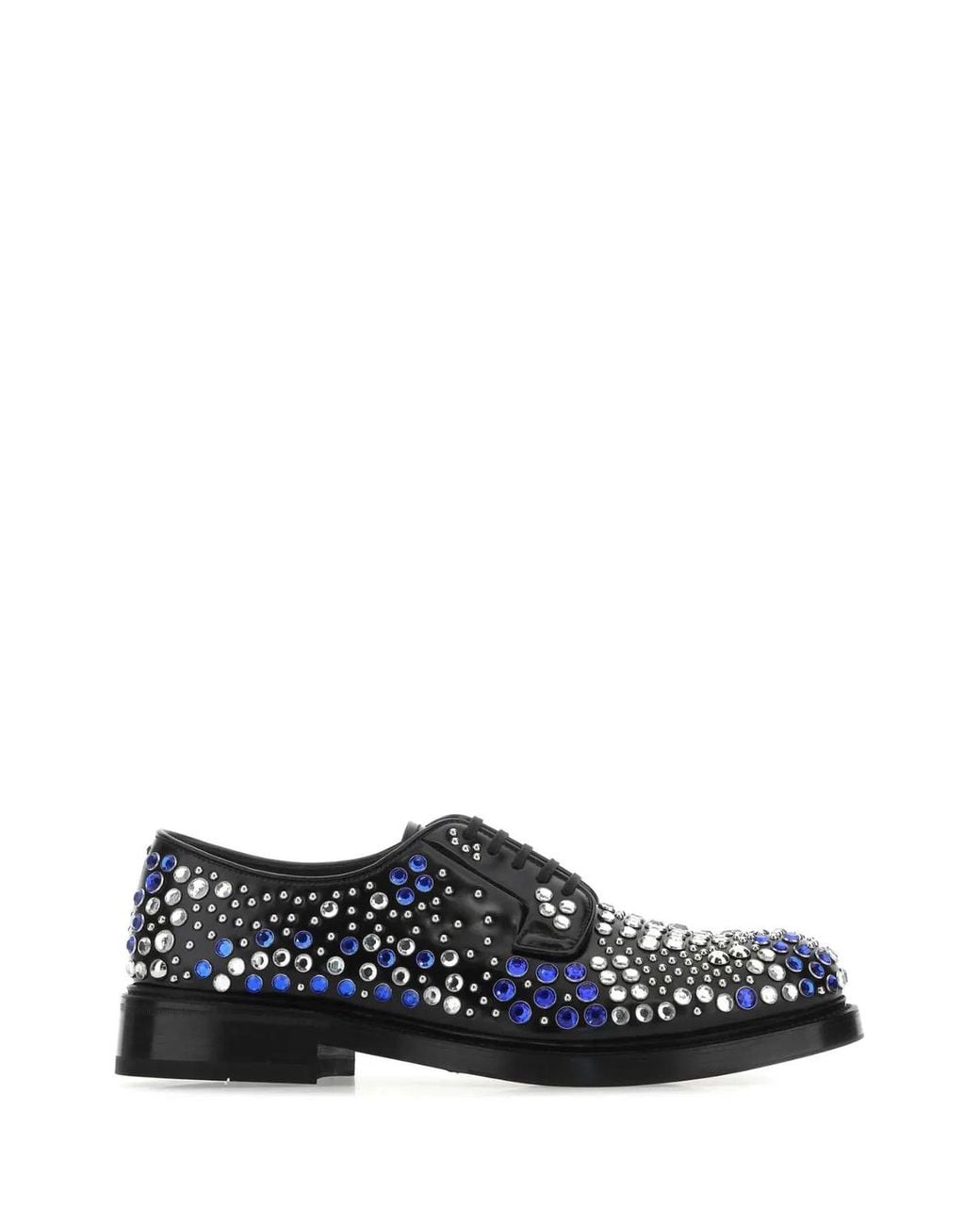 Prada Multicolor Embellished Leather Lace-Up Shoes for men