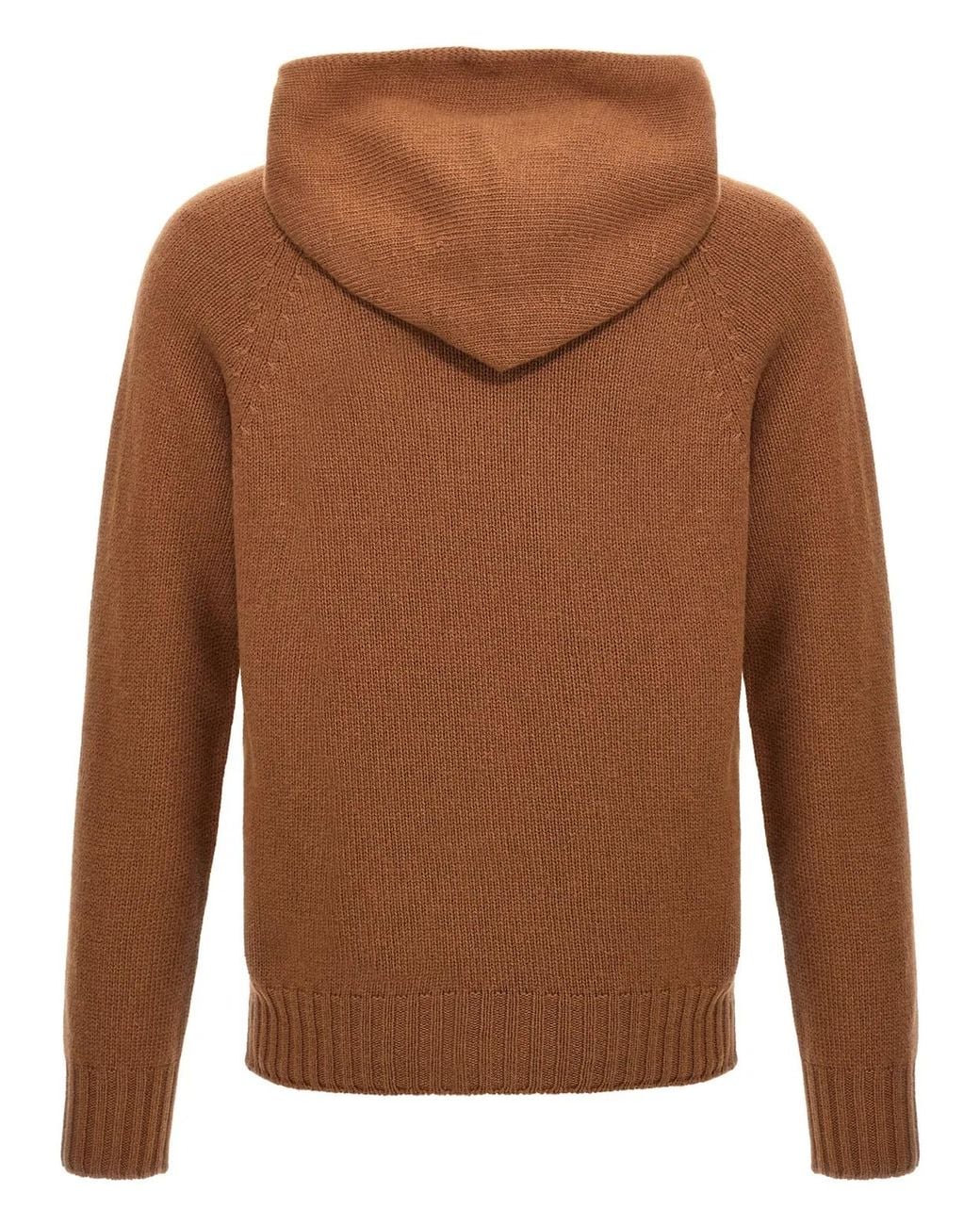 Ma'ry'ya Brown Wool Hooded Sweater for men