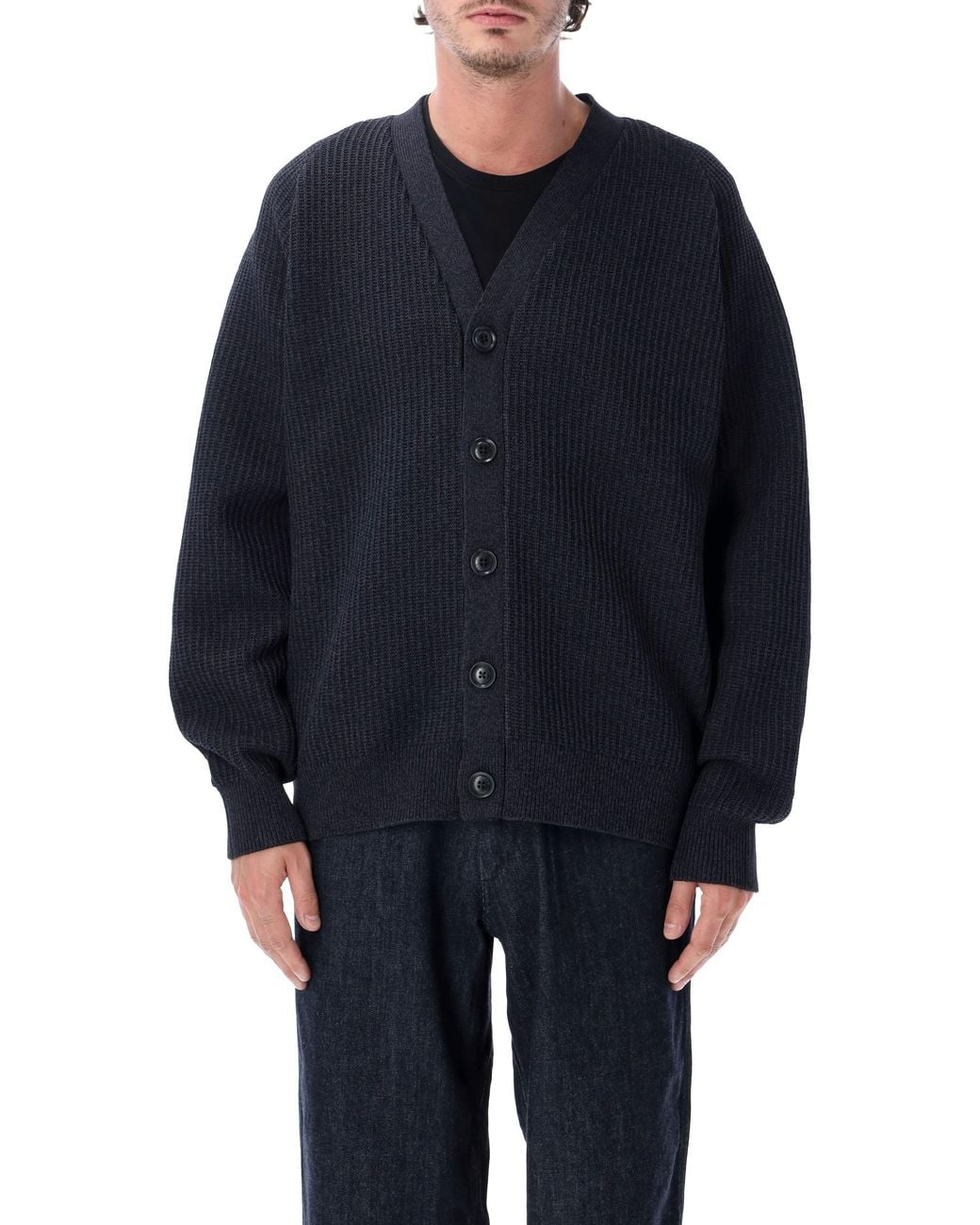 Nanamica Blue 5G Knit Cardigan for men
