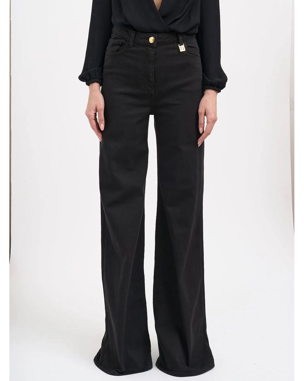 Elisabetta Franchi Black Wide Leg Jeans