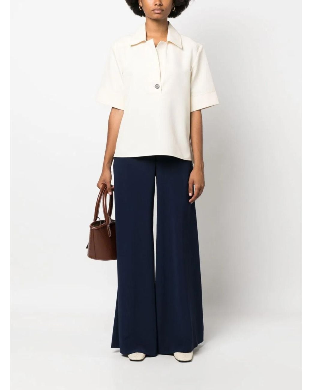 Gianluca Capannolo Blue Satin Wide Leg Trousers