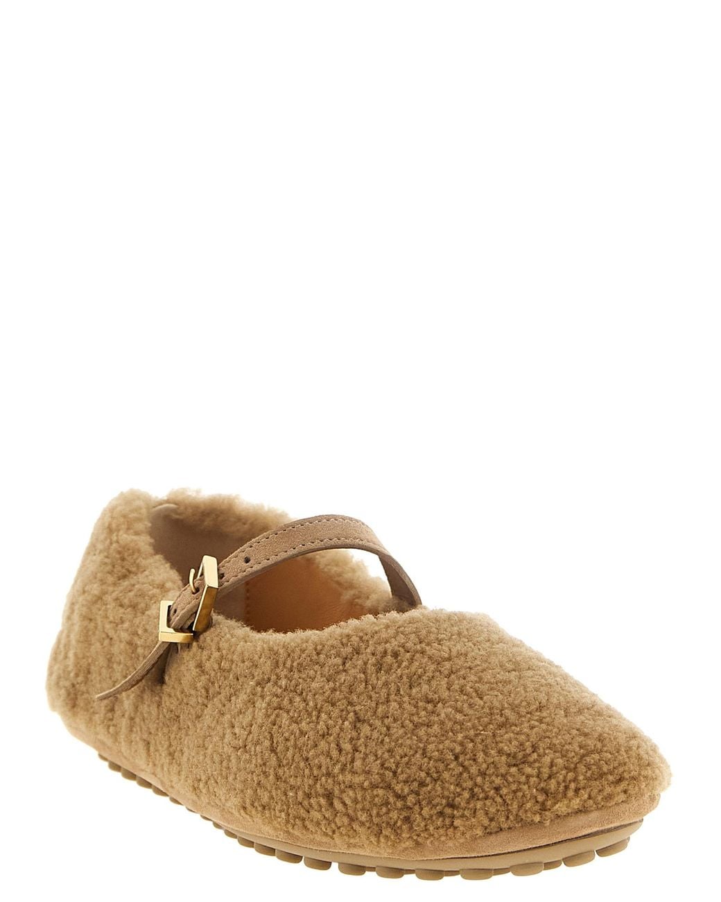 Tod's White 'Gommine' Sheepskin Ballet Flats