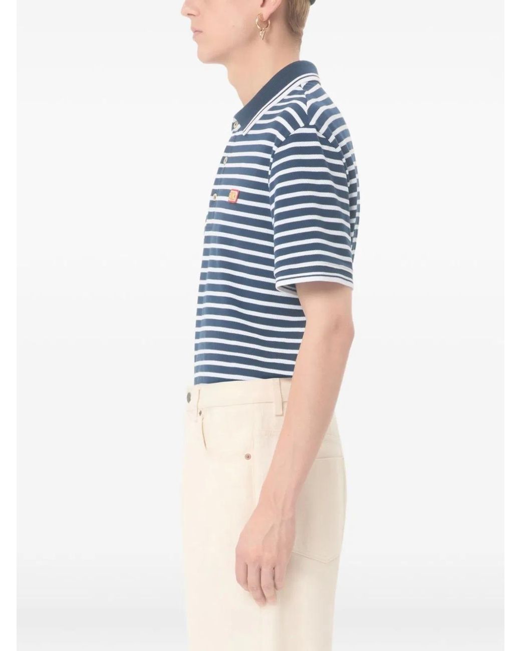 Valentino Garavani Blue Cotton Piqué Polo With Vlogo Patch for men